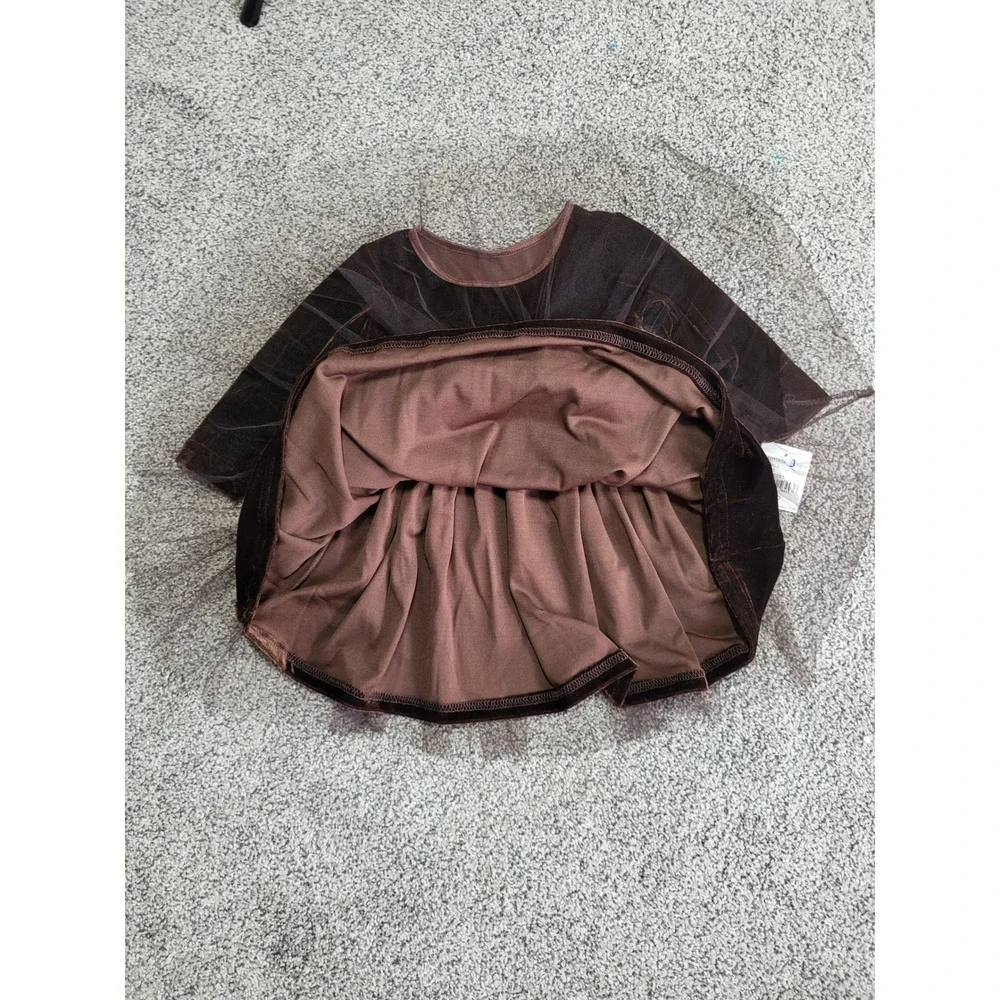 VTG Y2K Girls Velvet Tulle Party Dress 12M Brown Rosette USA Long Sleeve NWT